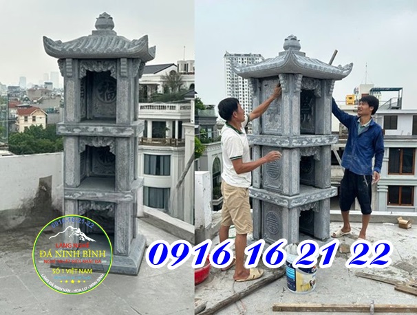 Mẫu cây hương thờ thần linh bằng đá xanh đen ở Lai Châu giá rẻ