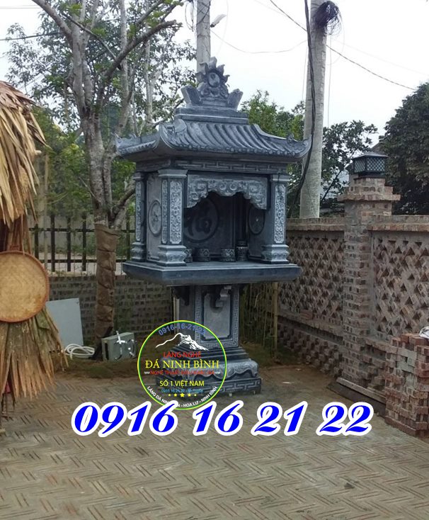 Mẫu cây hương thờ thần linh thổ địa thần rừng bằng đá đẹp 1 mái ở Hà Giang