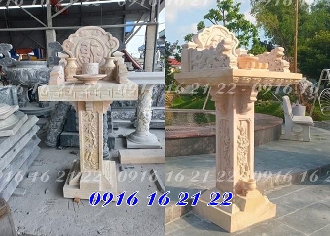 Bàn thiên địa ngoài trời đẹp bằng đá vàng 04 Bàn thiên địa ngoài trời đẹp bằng đá vàng 04