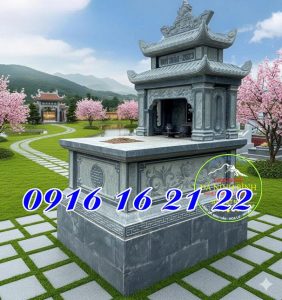 Mẫu mộ đá đẹp hai mái mộ có mái che đẹp được ưa chuộng nhất hiện nay