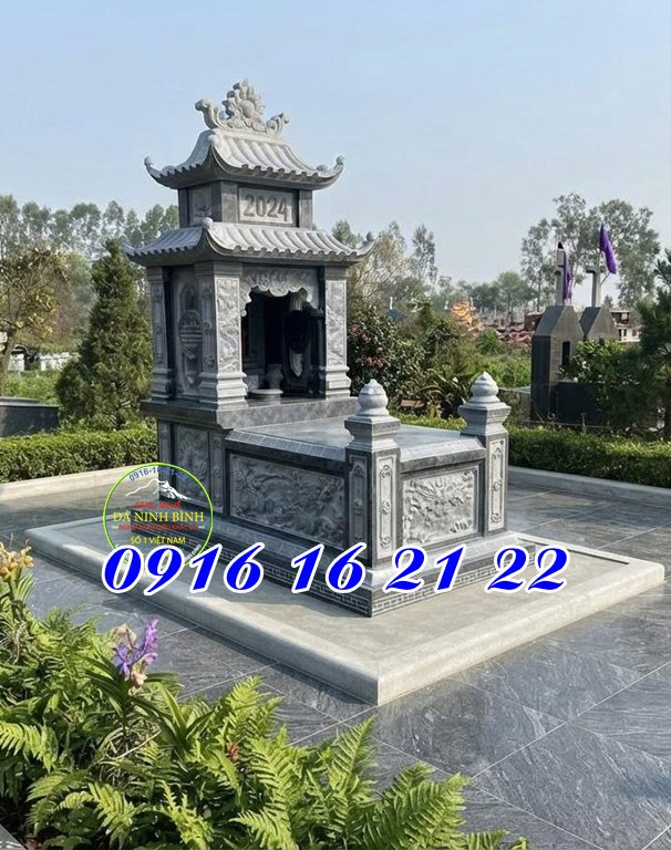 Mẫu mộ đá hai mái bằng đá xanh đen mẫu mộ xây đẹp bằng đá thanh hóa có mái che mẫu mộ đá hai mái