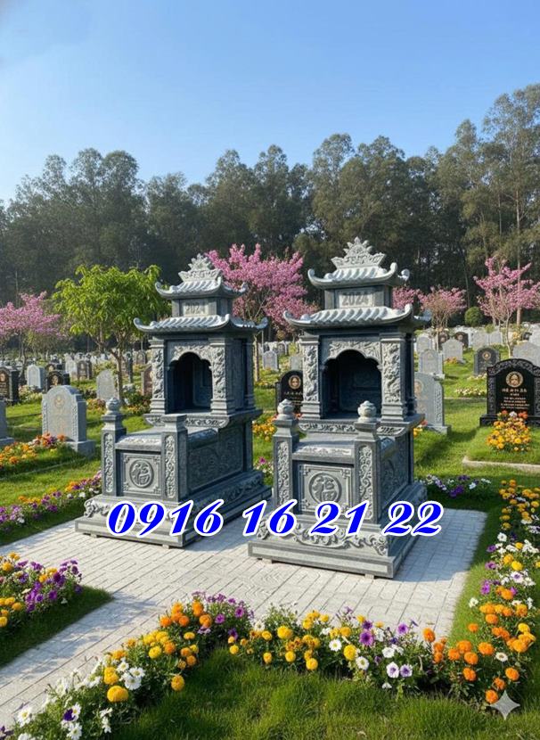 Mẫu mộ đá hai mái bằng đá xanh rêu nguyên khối mẫu mộ xây đẹp bằng đá thanh hóa có mái che mẫu mộ đá hai mái