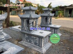Mẫu mộ xây đẹp bằng đá thanh hóa có mái che
