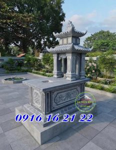Mẫu mộ xây đẹp bằng đá thanh hóa có mái che mẫu mộ đá hai mái 03