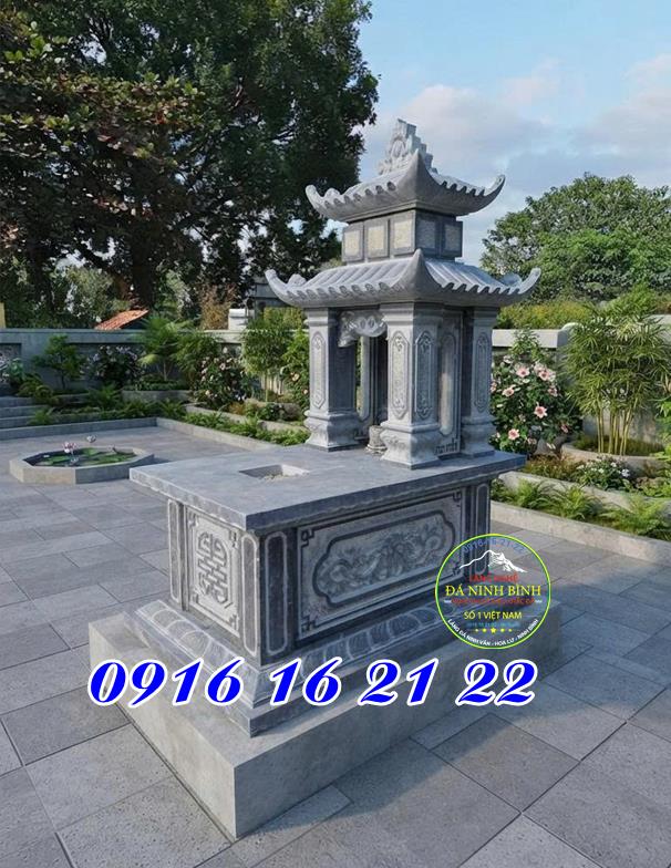 Mẫu mộ xây đẹp bằng đá thanh hóa có mái che mẫu mộ đá hai mái 03