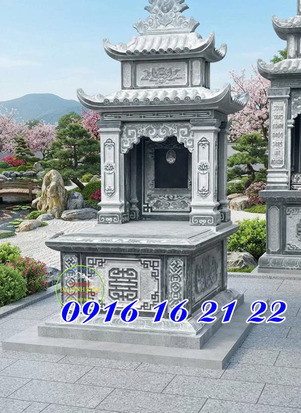 Mẫu mộ đá xanh đen có mái che hai mái mẫu 15 mộ đá có mái che hai mái đẹp bằng đá bán giá rẻ