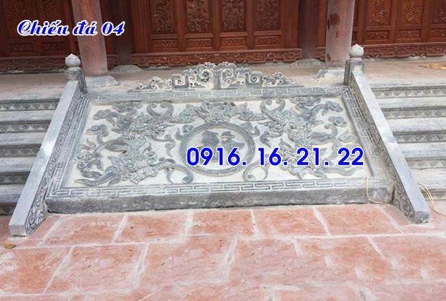 Chiếu rồng trước cửa nhà thờ họ từ đường đình chùa bằng đá đẹp 04