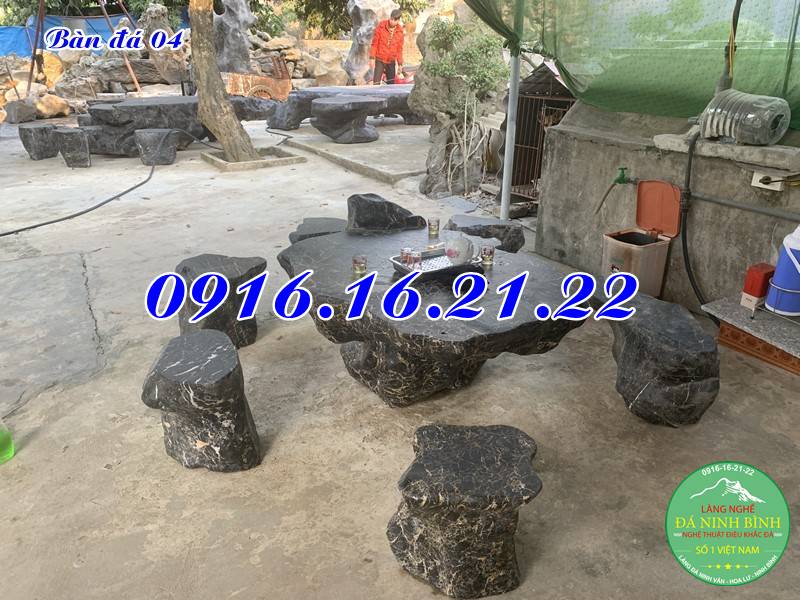 Bộ bàn ghế đá nguyên khối ngoài trời đẹp