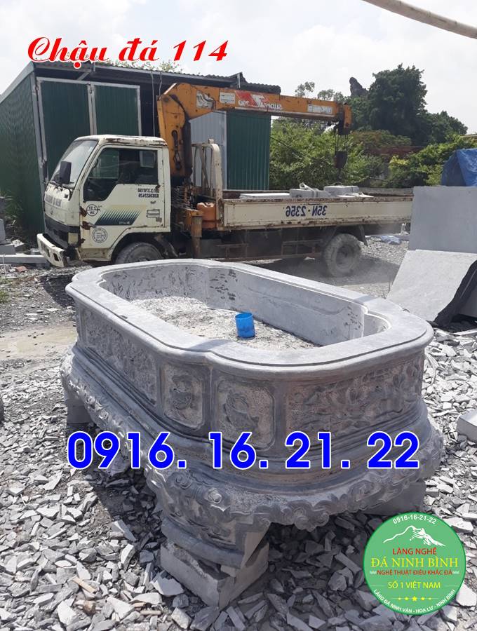 Chậu cây cảnh đá trồng bonsai bằng đá khối 114