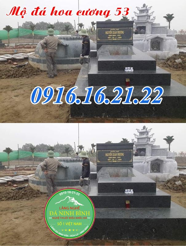Mộ đá hoa cương tam cấp không mái 