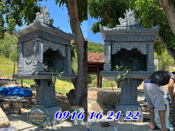 Bàn thờ thiên bằng đá có mái kích thước chuẩn phong thủy