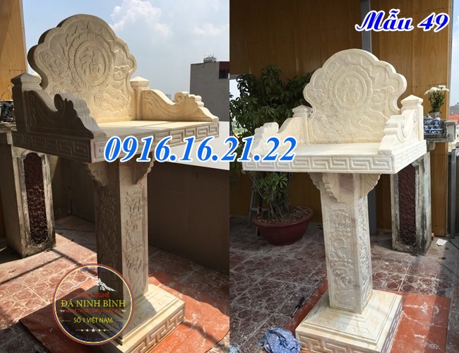 Bàn thờ thiên bằng đá vàng không mái kích thước chuẩn phong thủy