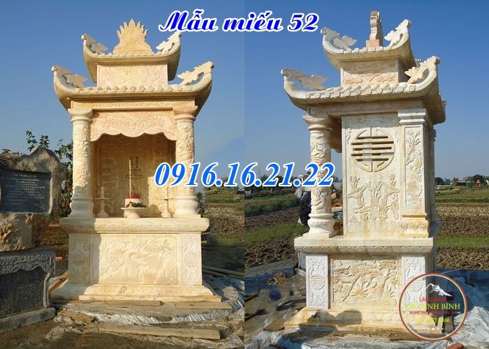 Mẫu am miếu thờ nhỏ thờ thần linh bằng đá vàng