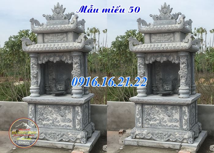 Mẫu miếu thờ thần linh bằng đá khối