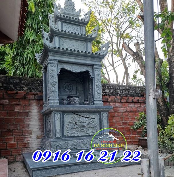 Mẫu miếu thờ thành hoàng thờ thần linh bằng đá ba mái