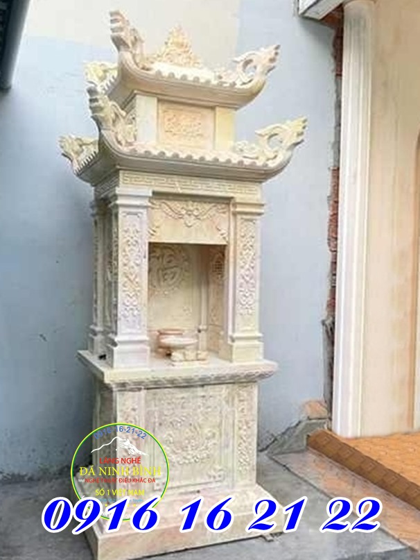 Mẫu miếu thờ thành hoàng thờ thần linh bằng đá vàng
