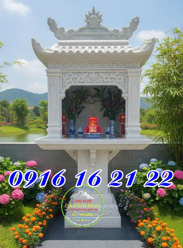 Miếu thờ ngoài trời bằng đá trắng - Miếu thờ ngoài trời bằng đá tự nhiên nguyên khối đẹp giá rẻ