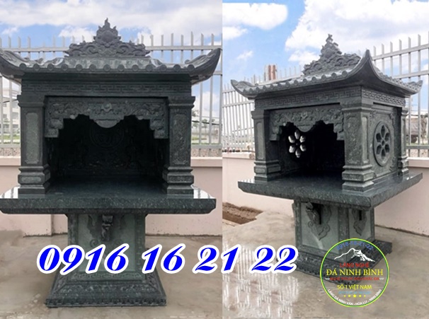 Miếu thờ nhỏ thờ thổ thần bằng đá một mái - Mẫu miếu thờ nhỏ thờ thổ thần tại nhà bằng đá tự nhiên