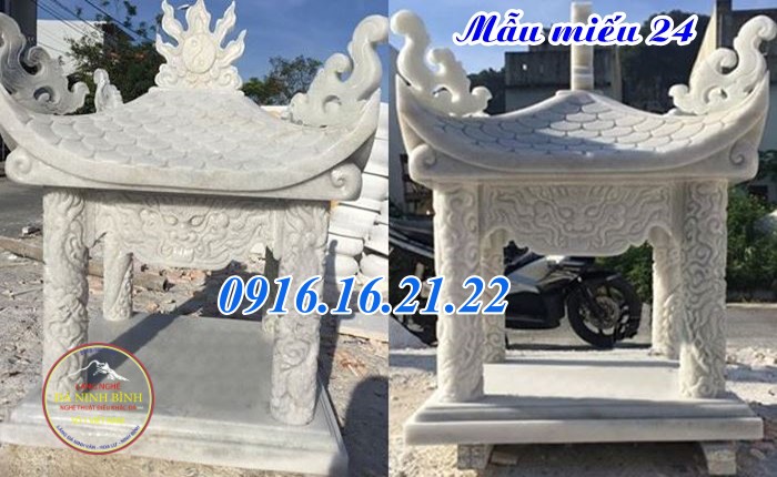 Miếu thờ thần linh thiết kế đẹp bằng đá trắng