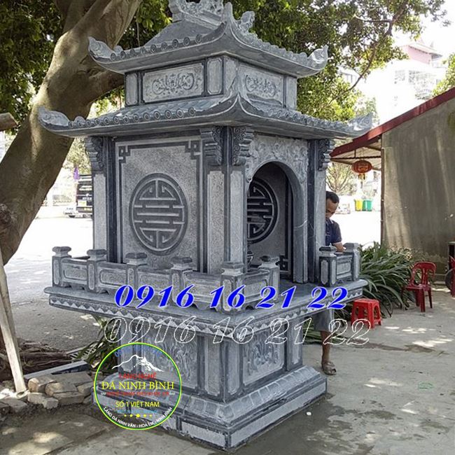 Miếu thờ thần linh thổ thần hai mái bằng đá đẹp
