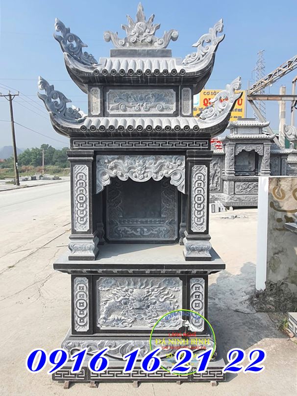 Miếu thờ thần linh thổ thần hai mái bằng đá tự nhiên