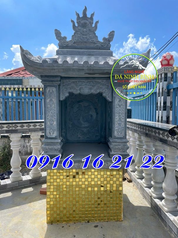 Miếu thờ thần linh thổ thần một mái bằng đá đẹp