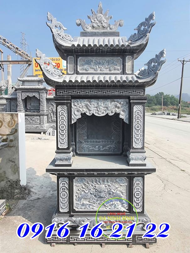 Miếu thờ thành hoàng thờ thần linh bằng đá hai mái
