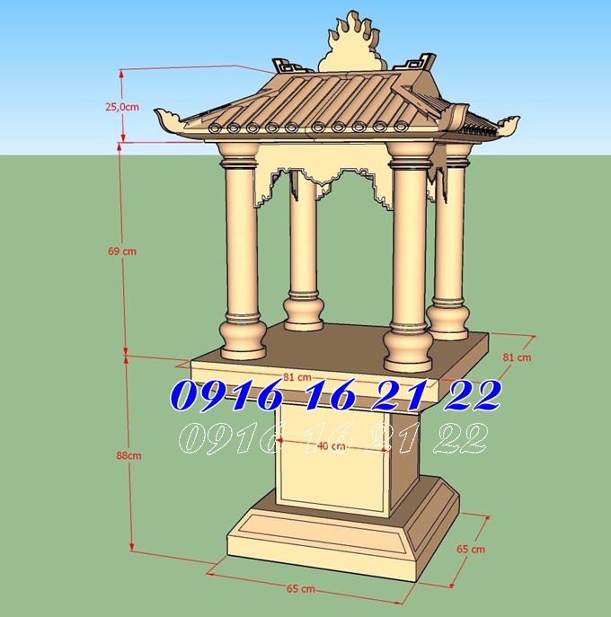 Trang thờ đá kích thước chuẩn phong thủy