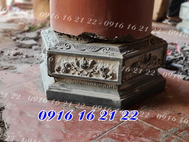 Tảng đá lục giác kê chân cột nhà bằng đá Tảng đá lục giác kê chân cột nhà bằng đá