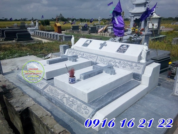 Mộ đá Công Giáo đá trắng mẫu mộ đá đẹp tại Hải Dương bền đẹp theo thời gian Mộ đá Công Giáo đá trắng mẫu mộ đá đẹp tại Hải Dương bền đẹp theo thời gian