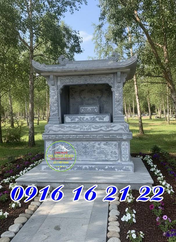 Miếu thờ có chạm khắc tứ linh - Bán 19 mẫu miếu đá thờ quan thần linh ở Phú Thọ