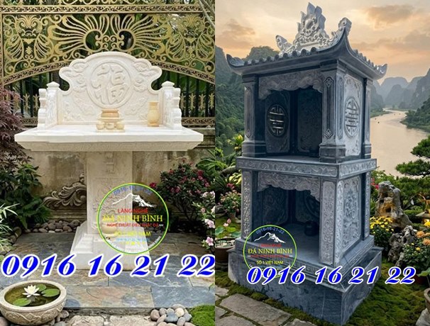 11 Mẫu cây hương am miếu đá bàn thờ thiên 2 tầng ngoài trời đẹp