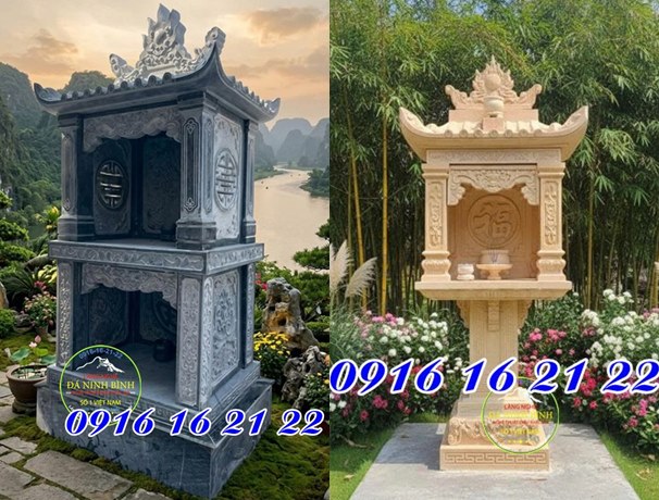 11 mẫu cây hương am miếu đá bàn thờ thiên ngoài trời 2 tầng