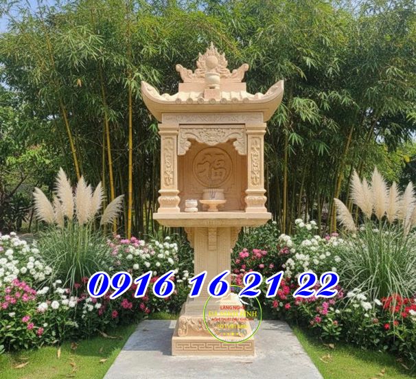 Cây hương thờ thiên ngoài trời 2 tầng bằng đá