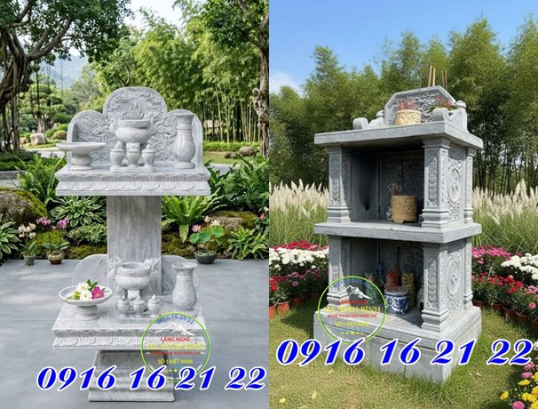 Đặc điểm của cây hương am miếu đá bàn thờ thiên 2 tầng là có 2 tầng riêng biệt