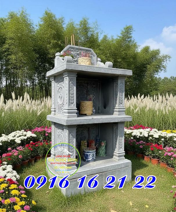 Mẫu am miếu đá đẹp thờ thiên ngoài trời 2 tầng