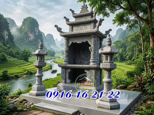 Mẫu am miếu đá thờ thiên ngoài trời 2 tầng