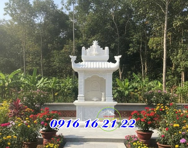 Mẫu am miếu đá trắng thờ thiên ngoài trời 2 tầng