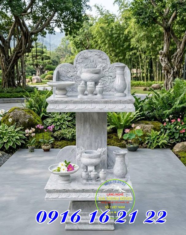 Mẫu cây hương thờ thiên ngoài trời 2 tầng bằng đá đẹp