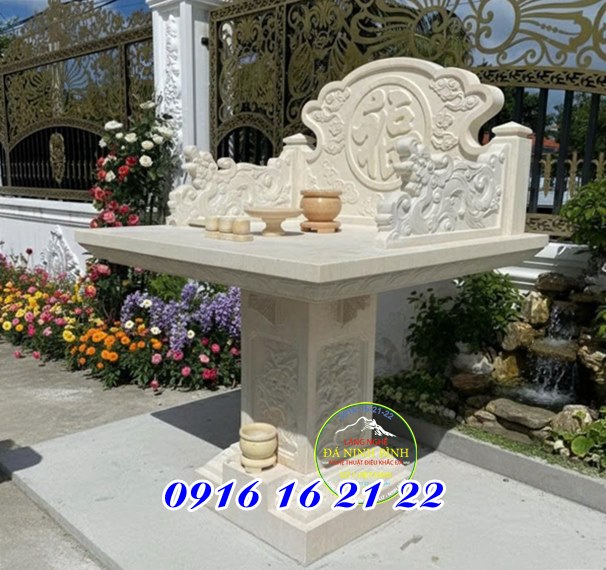 Mẫu cây hương thờ thiên ngoài trời 2 tầng bằng đá