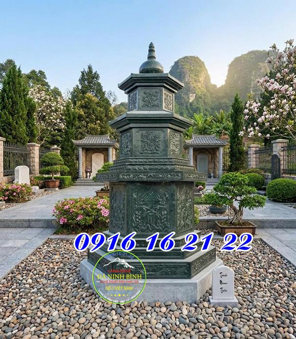 Tháp hình lục giác bằng đá xanh rêu để tro cốt tại Tây Ninh Tháp hình lục giác bằng đá xanh rêu để tro cốt tại Tây Ninh