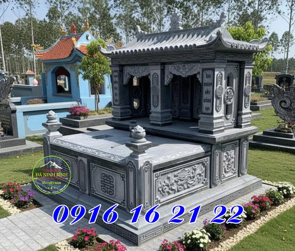 Mẫu mộ đá đôi có mái - Mẫu mộ đá đẹp