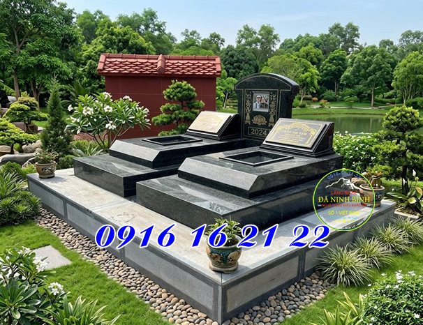 Mẫu mộ đôi đá xanh rêu - Mẫu mộ đá đẹp
