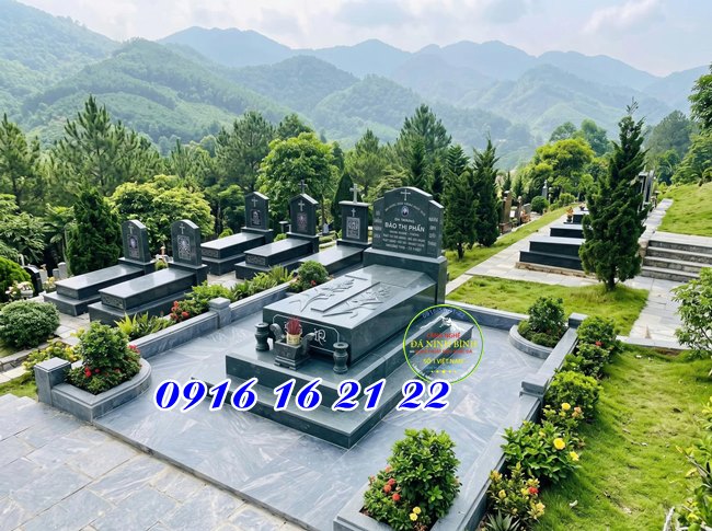 Mẫu mộ Công giáo bằng đá xanh rêu - Mẫu mộ đá xanh rêu đẹp bán tại Hà Nội 29
