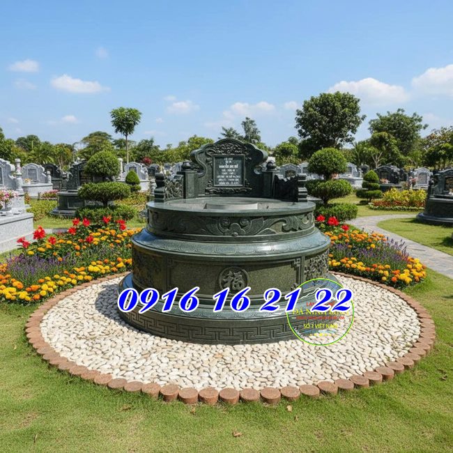 Mẫu mộ tròn bằng đá xanh rêu - Mẫu mộ đá xanh rêu đẹp bán tại Hà Nội 29