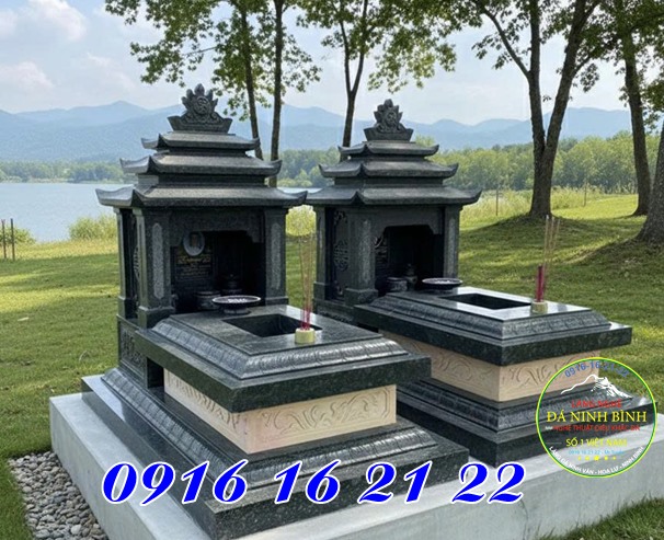 Mộ đá ba mái kết hợp giữa đá xanh rêu và đá vàng - Mộ đá Mộ đá ba mái kết hợp giữa đá xanh rêu và đá vàng - Mộ đá