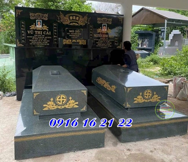 Mộ đá đôi dành cho vợ chồng - Mẫu 20 mộ đá đẹp tại Thái Nguyên ưu nhược điểm mộ đá Thái Nguyên