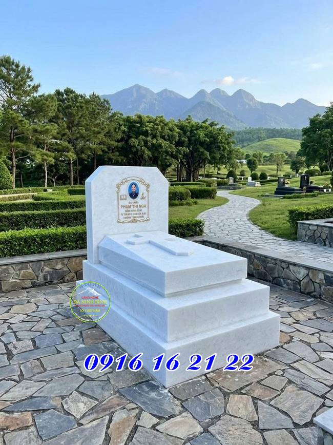 Mộ đá trắng thanh lịch - Mẫu 20 mộ đá đẹp tại Thái Nguyên ưu nhược điểm mộ đá Thái Nguyên